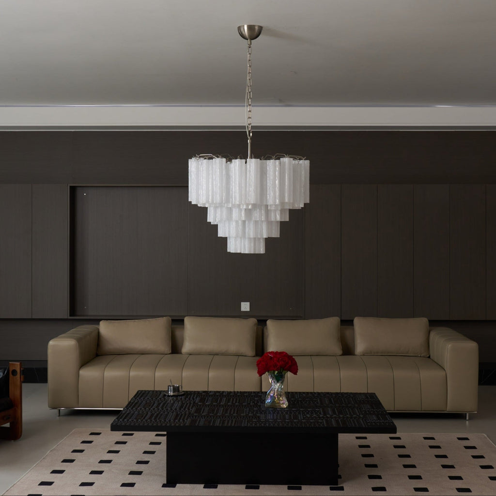 Frosted Murano Glass Cascade Chandelier