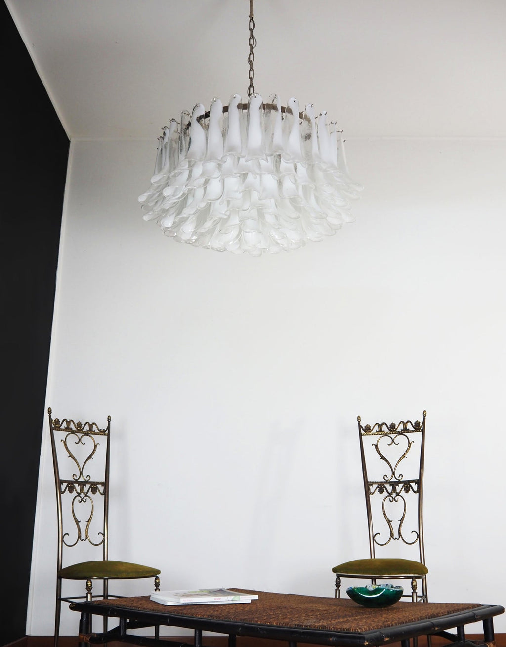 Petals White Murano Glass Chandelier