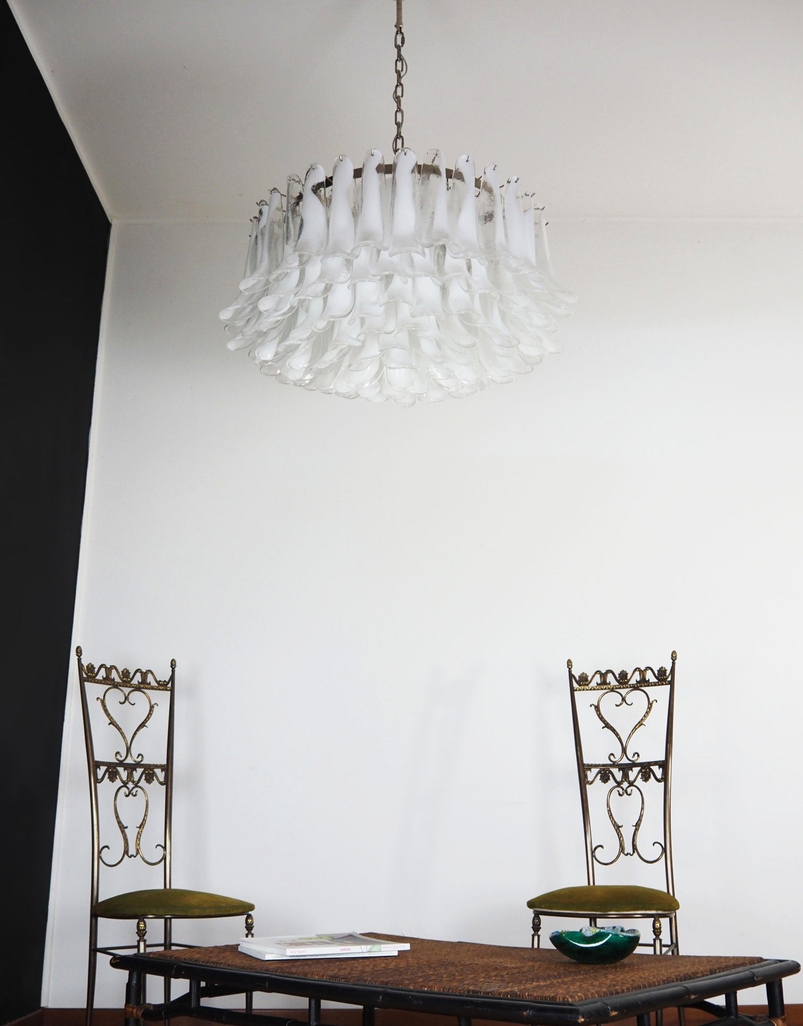 Petals White Murano Glass Chandelier