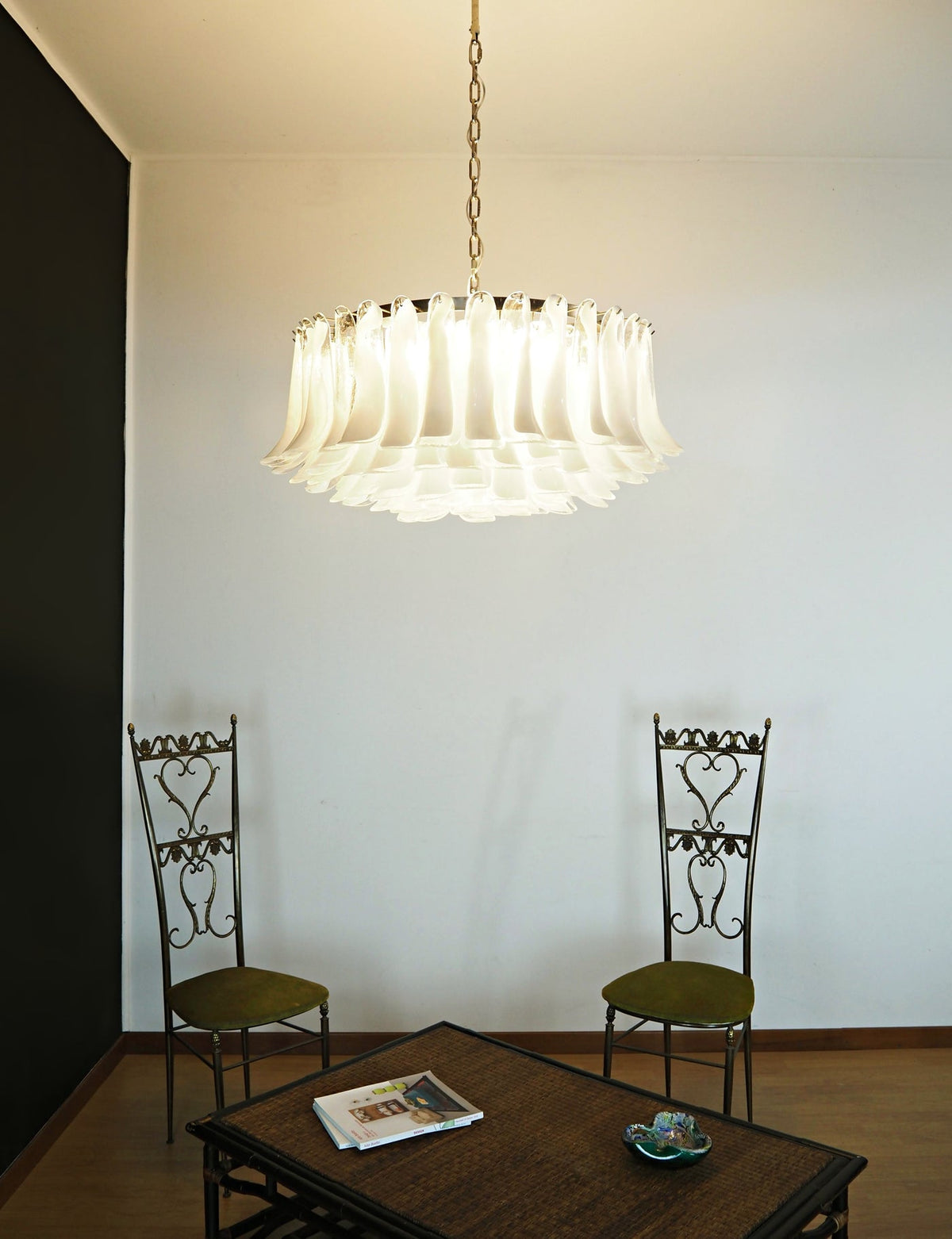 Petals White Murano Glass Chandelier