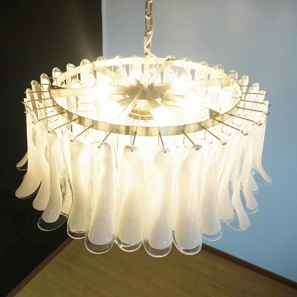 Petals White Murano Glass Chandelier