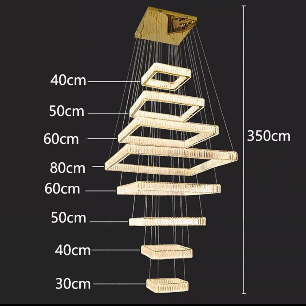 Pamela 8-Tier Square Crystal Chandelier