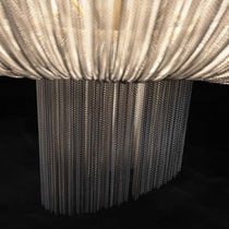 Modern Oak Aluminium Chain Chandelier