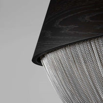 Modern Oak Aluminium Chain Chandelier