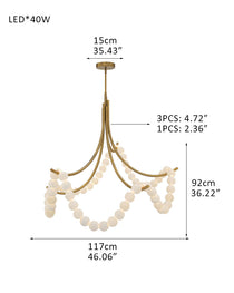 Cluster String Alabaster Beads Semi Flush Chandelier