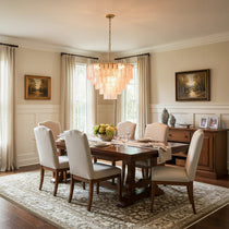 Pink Ridged Glass Rectangle Chandelier
