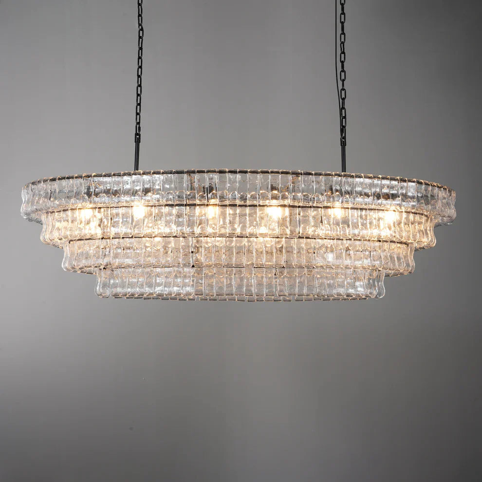Luxury Amor Ghiaccio Glass Oval Chandelier 54"W/65"W - CasaraHouse