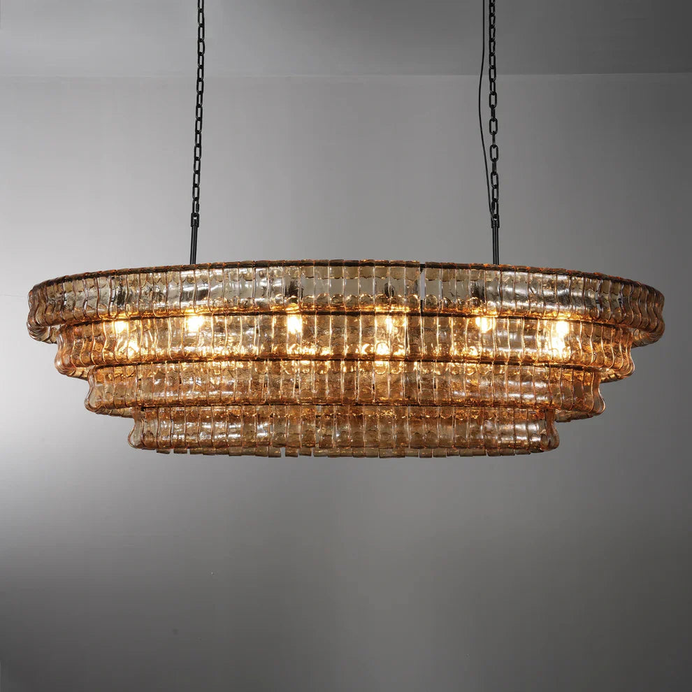 Luxury Amor Ghiaccio Glass Oval Chandelier 54"W/65"W - CasaraHouse