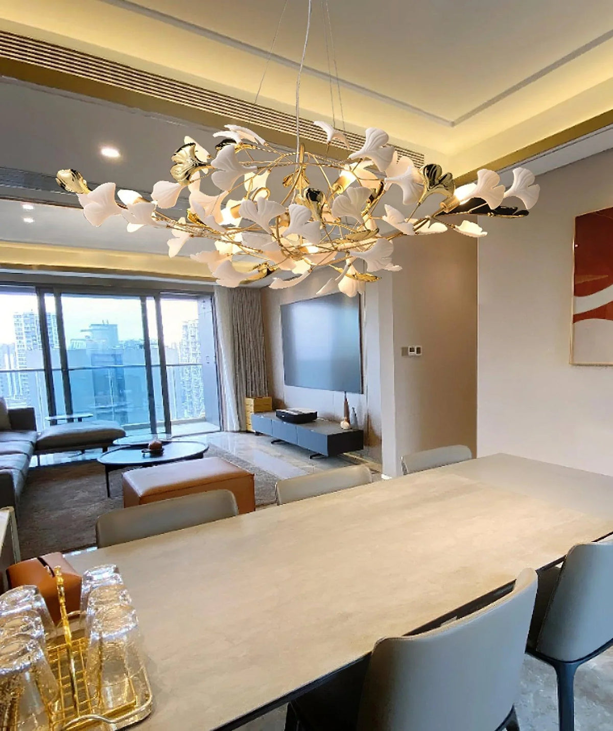 Ceramic Ginkgo B Chandelier