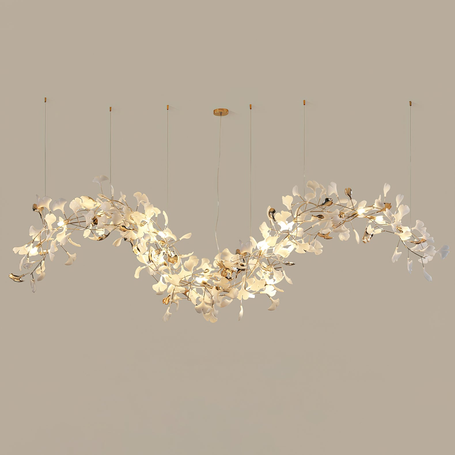 Golden Fan Leaf Artistic Chandelier - CasaraHouse