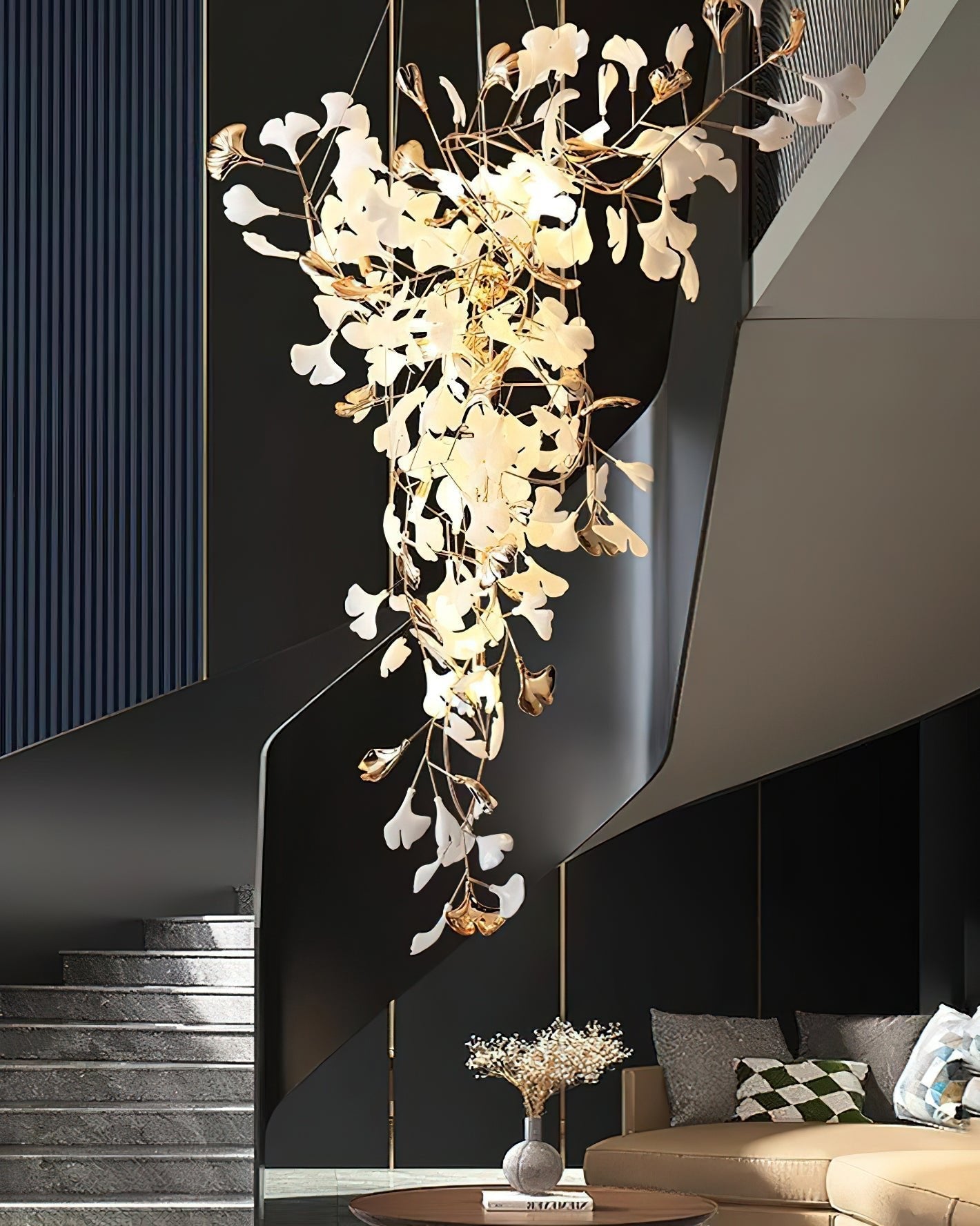 Golden Fan Leaf Artistic Chandelier - CasaraHouse