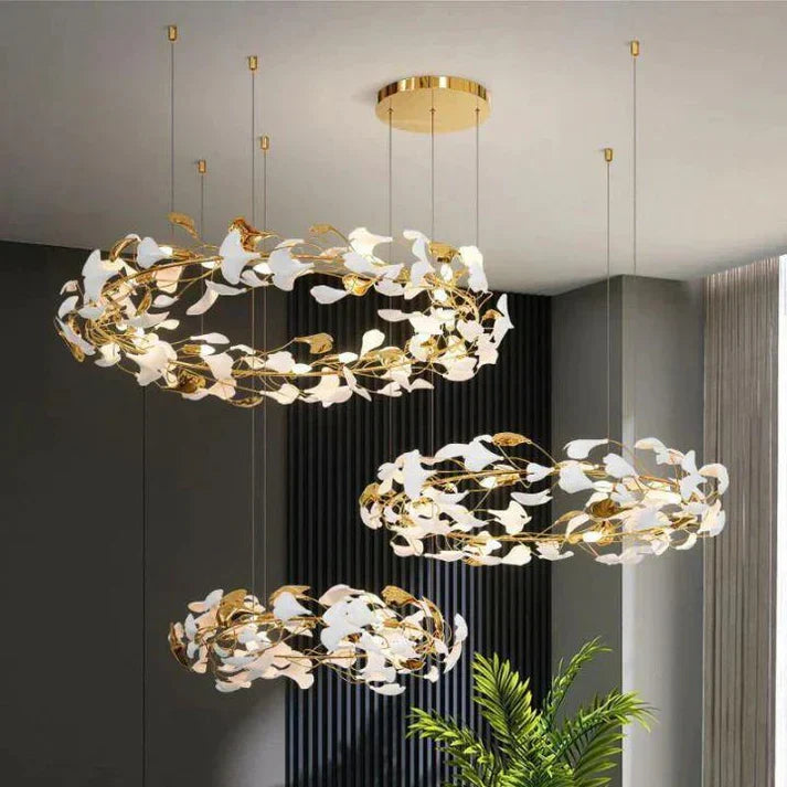 Ceramic Ginkgo Rings Branch Chandelier Main image