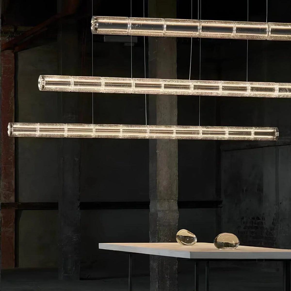 Glass Cylinder Linear Chandelier