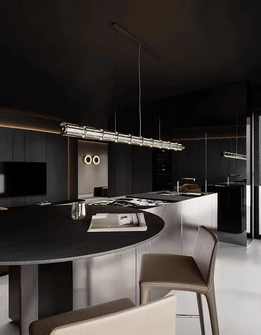 Glass Cylinder Linear Chandelier