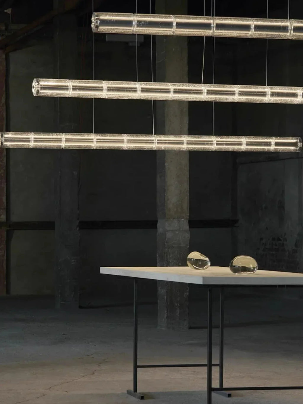 Glass Cylinder Linear Chandelier