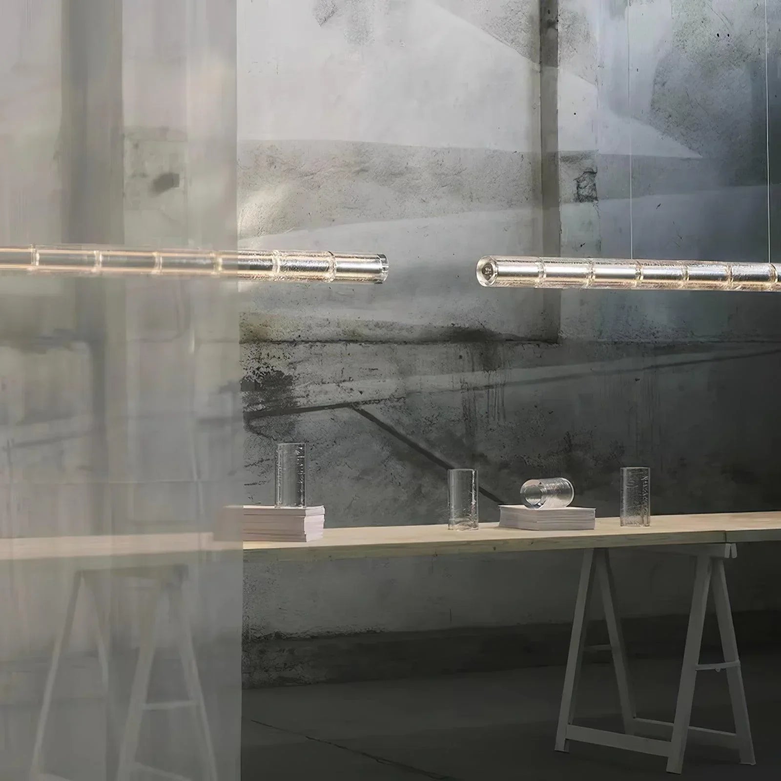 Glass Cylinder Linear Chandelier