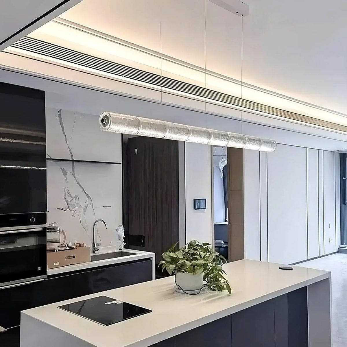 Glass Cylinder Linear Chandelier
