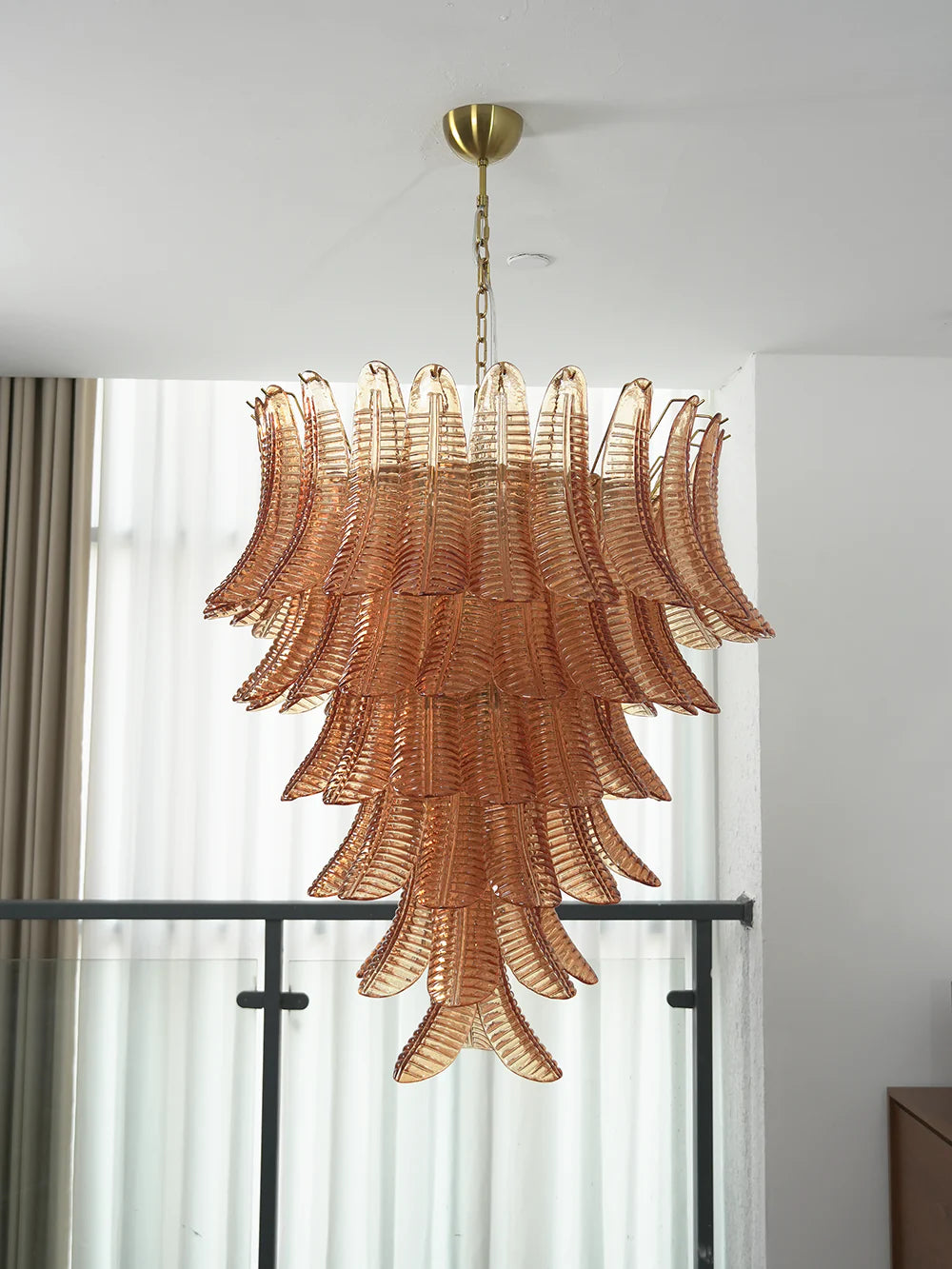 Gorgeous Murano Felci Amber Glass Chandelier