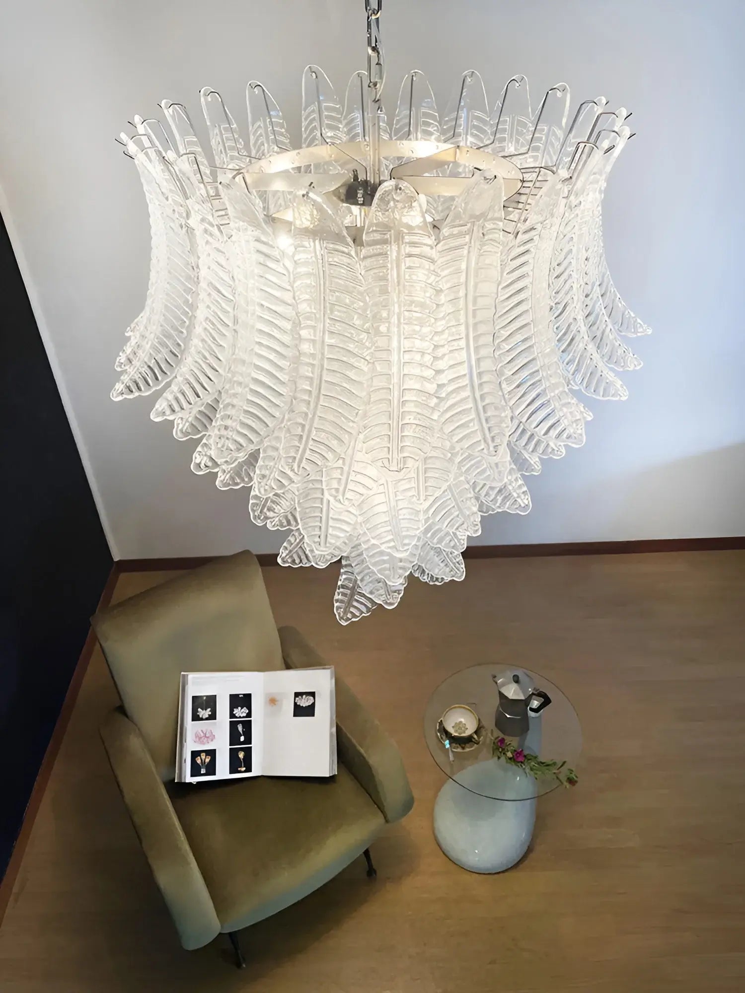Gorgeous Murano Felci Transparent Glass Chandelier