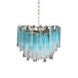 Gorgeous Murano Quadriedri Prisms Blue Chandelier