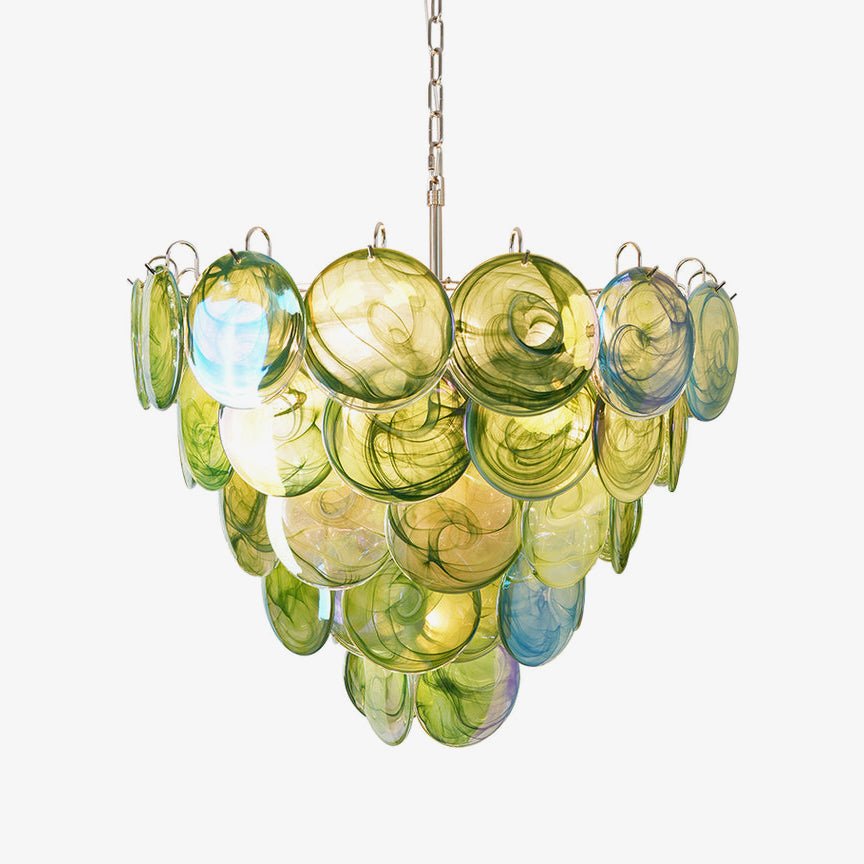 Green Murano Glass Disc Chandelier