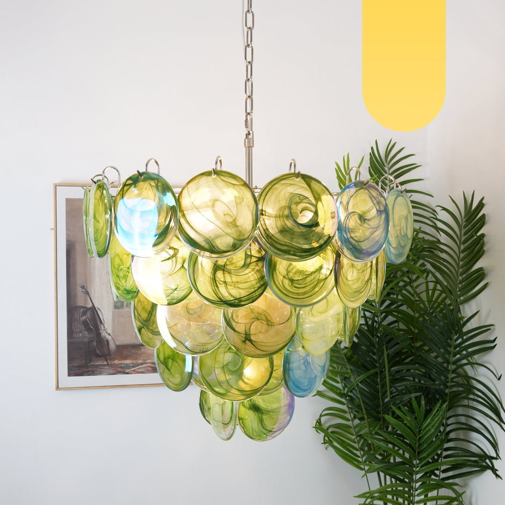 Green Murano Glass Disc Chandelier