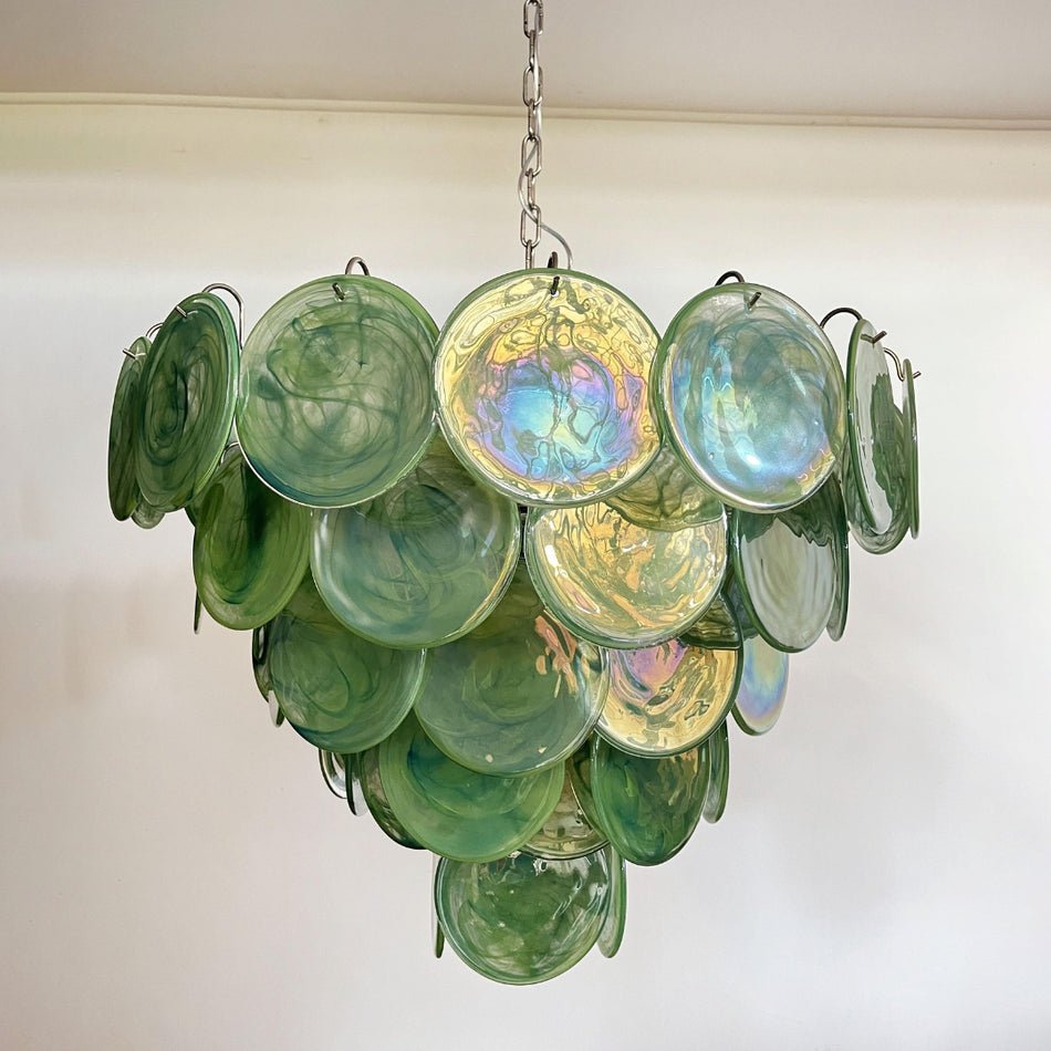 Green Murano Glass Disc Chandelier