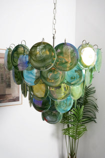 Green Murano Glass Disc Chandelier