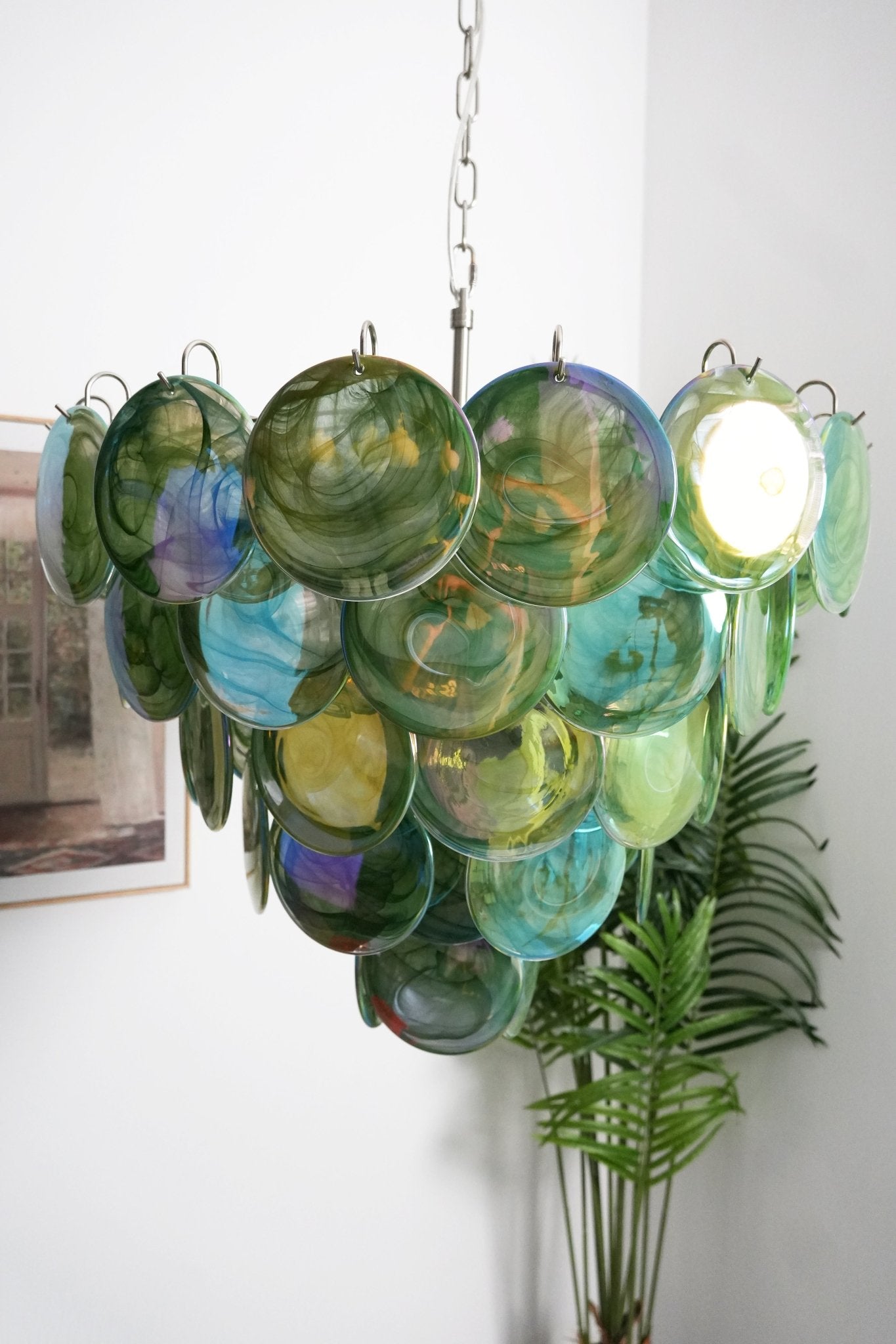 Green Murano Glass Disc Chandelier