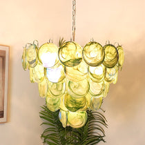 Green Murano Glass Disc Chandelier