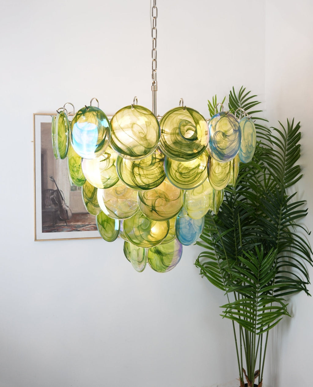 Green Murano Glass Disc Chandelier