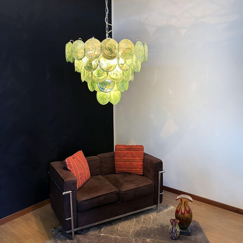 Green Murano Glass Disc Chandelier