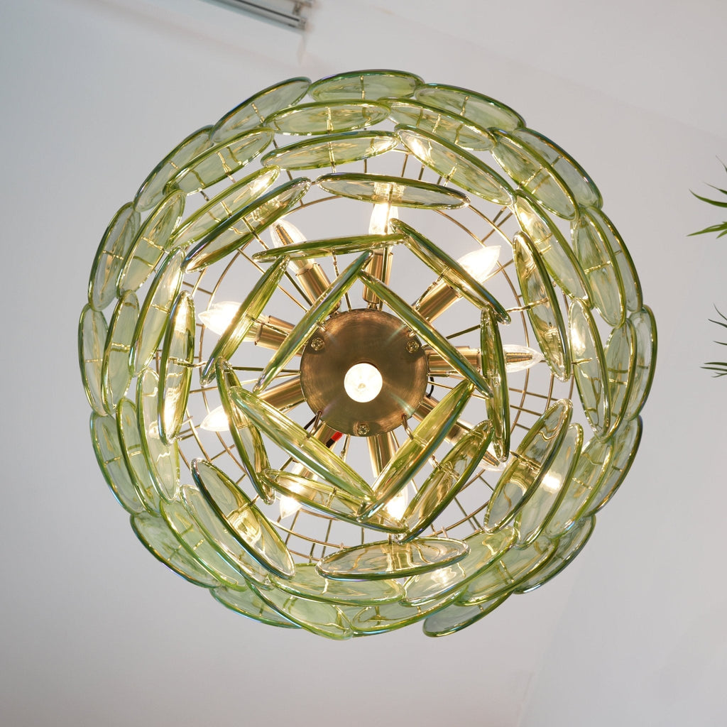 Green Murano Glass Disc Chandelier