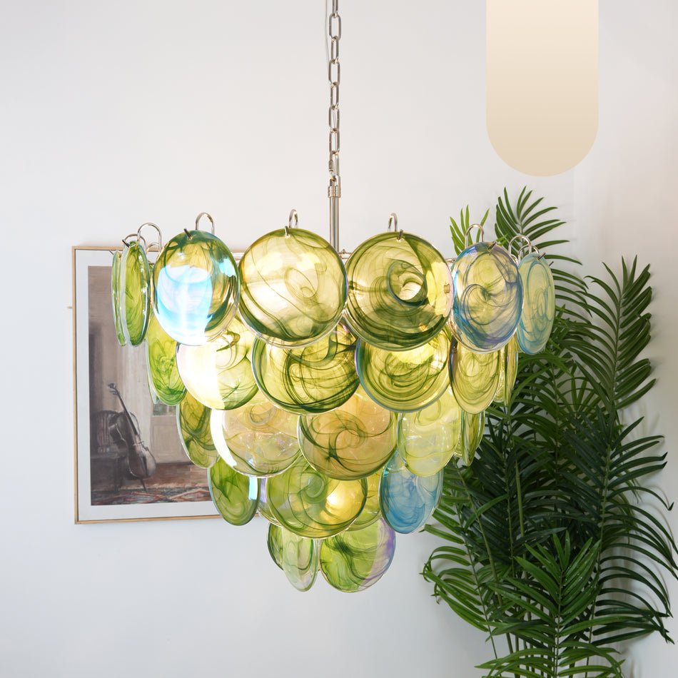 Green Murano Glass Disc Chandelier