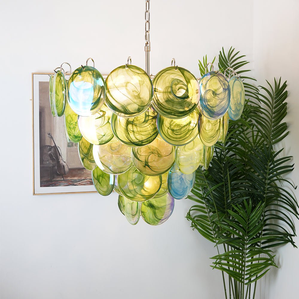 Green Murano Glass Disc Chandelier