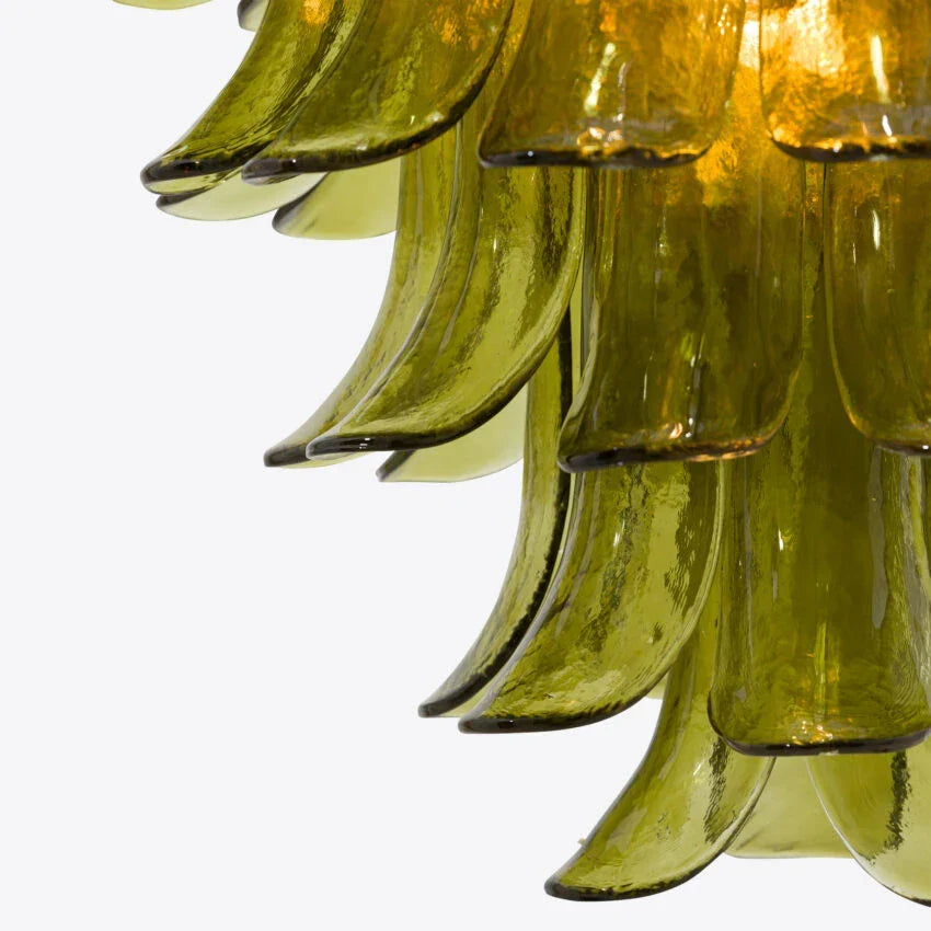 Murano Glass Green Petals Chandelier