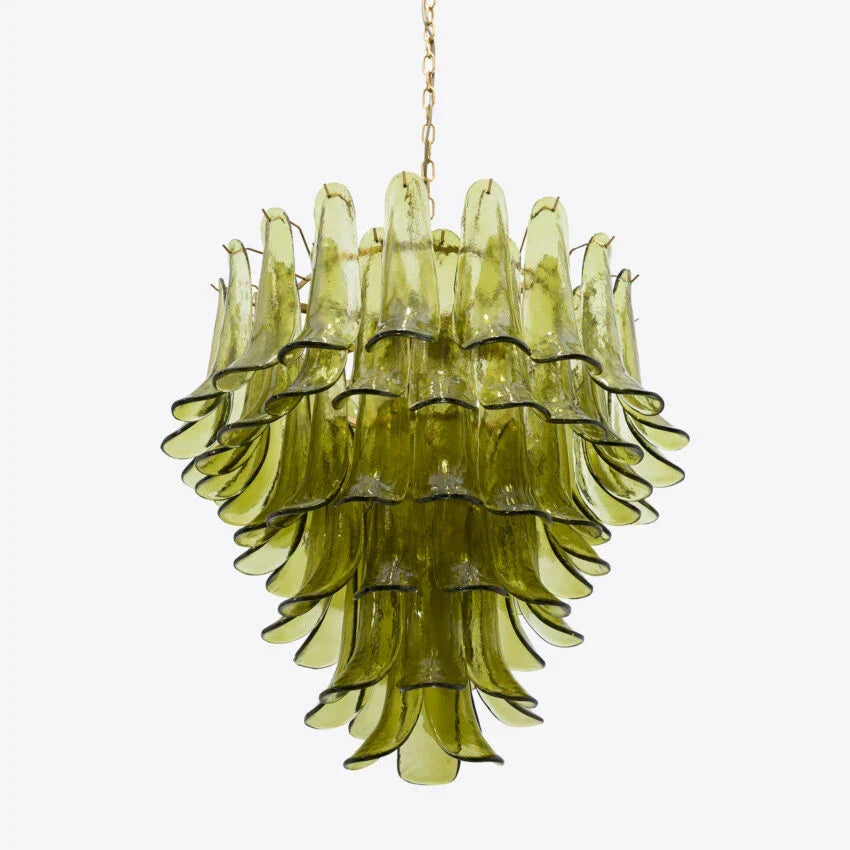 Murano Glass Green Petals Chandelier