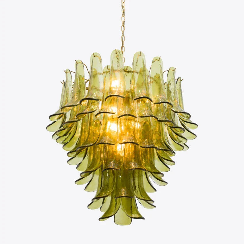 Murano Glass Green Petals Chandelier Secondary image