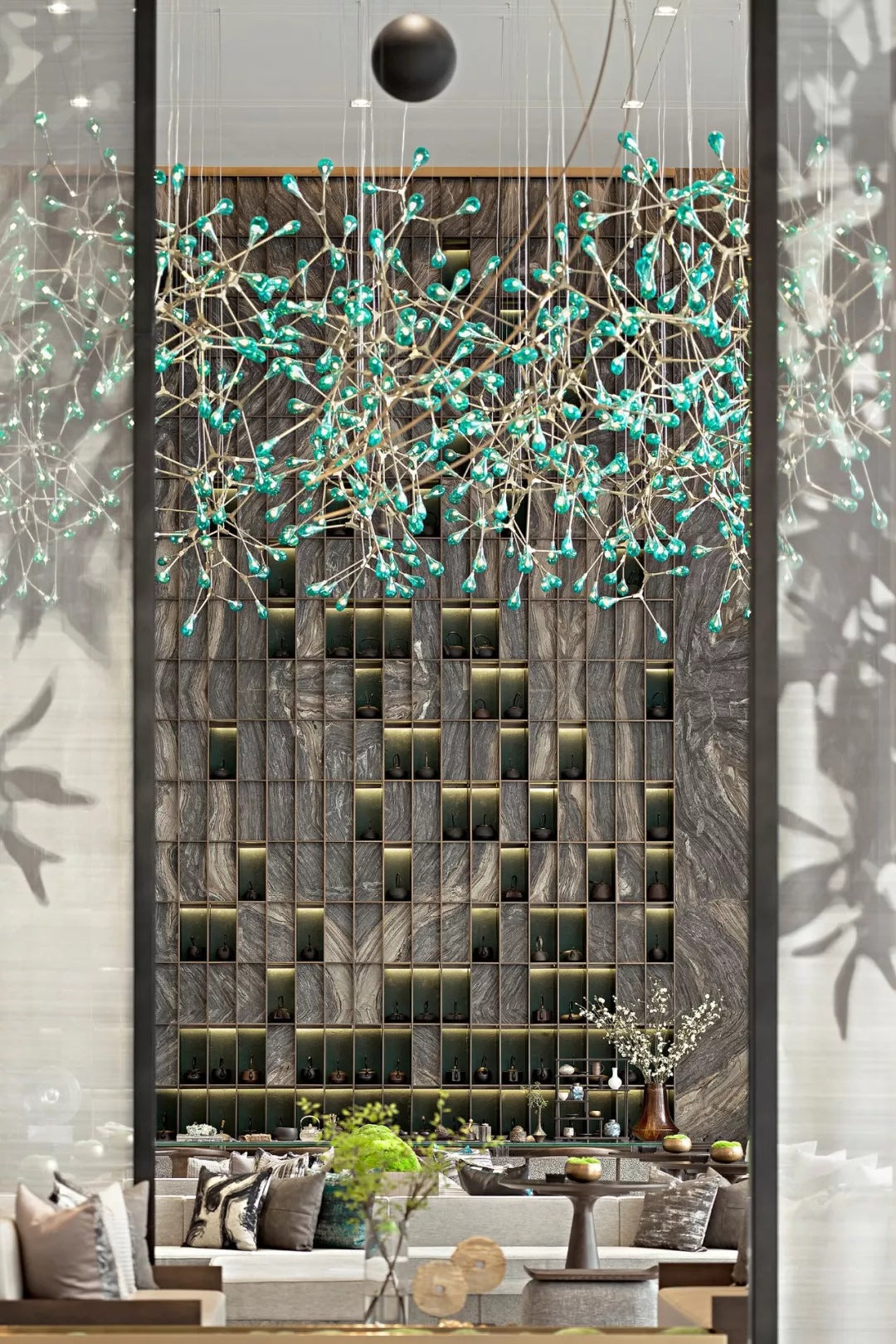 Green Peacock Chandelier