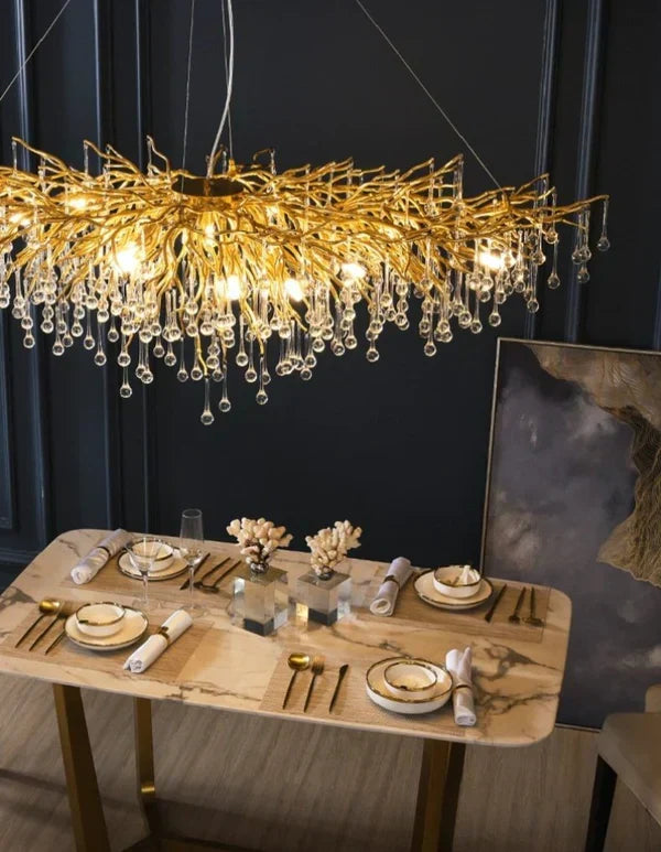 Raindrop Crystal Stunning Tree Branch Crystal Chandelier For Living Dining Room