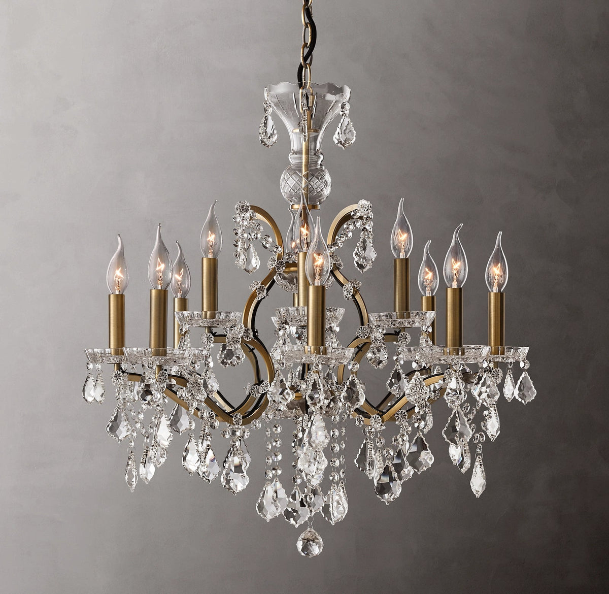 Rocco Iron & Crystal Round Chandelier 28''
