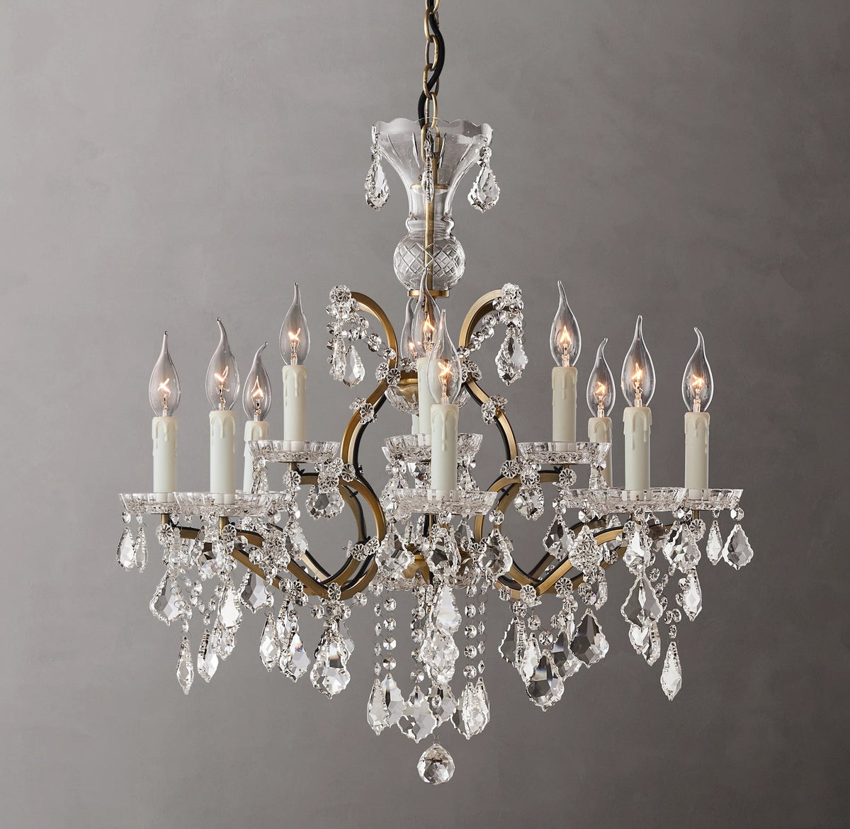 Rocco Iron & Crystal Round Chandelier 28''