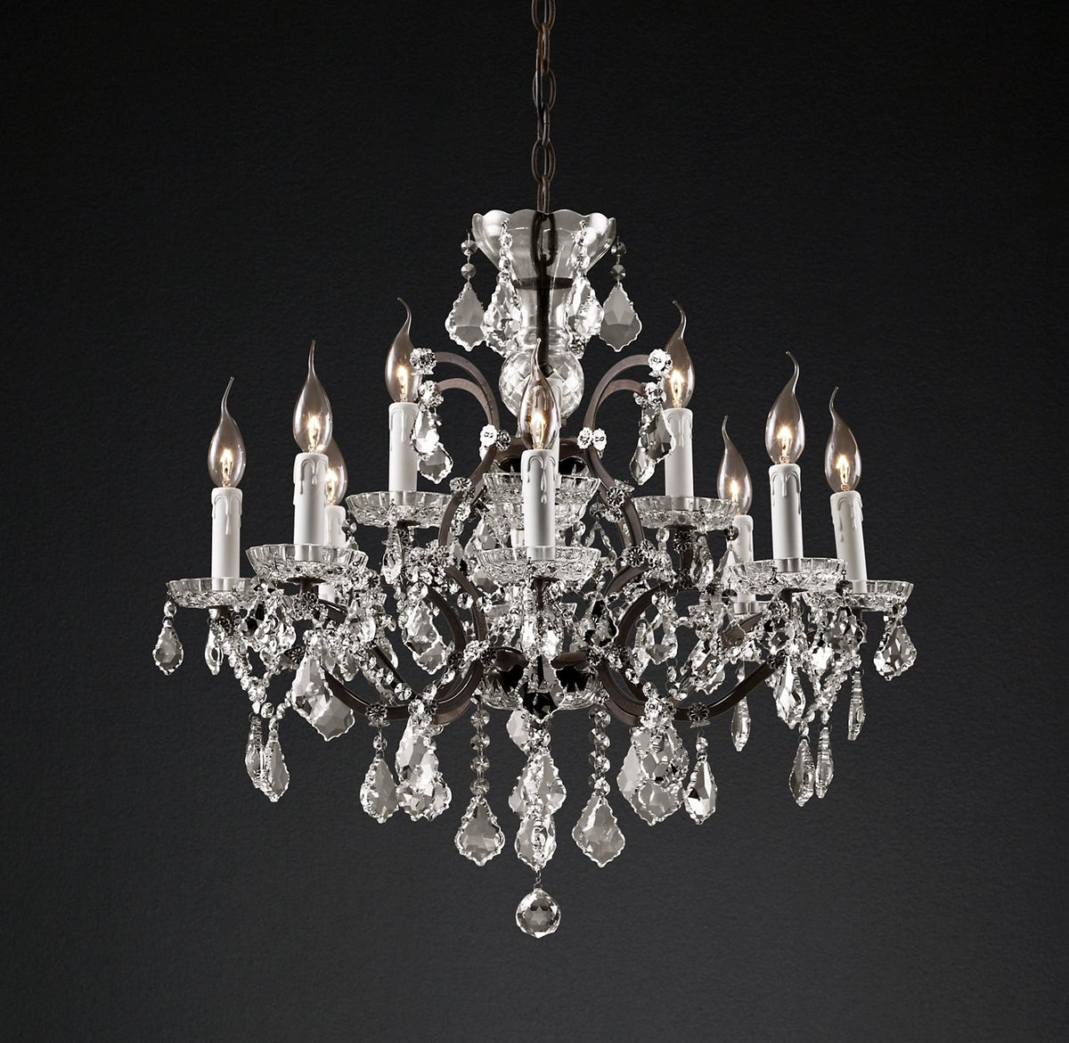Rocco Iron & Crystal Round Chandelier 28'' Main image