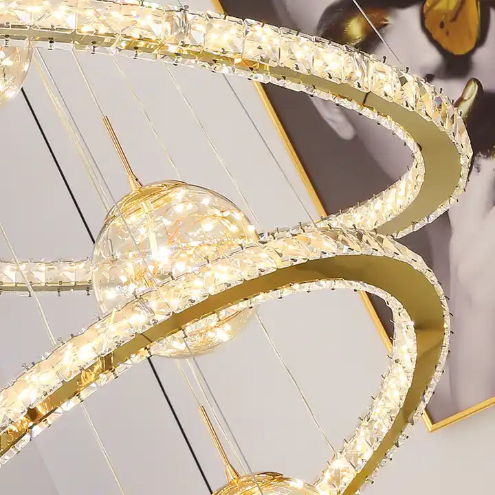 Crispin Crystal Ring Chandelier Foyer