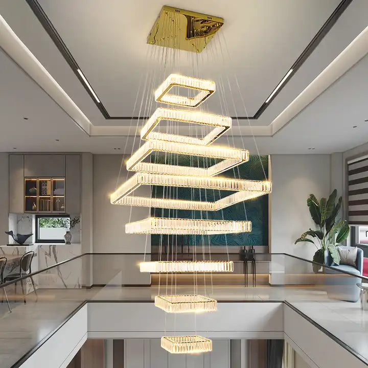 Pamela 8-Tier Square Crystal Chandelier