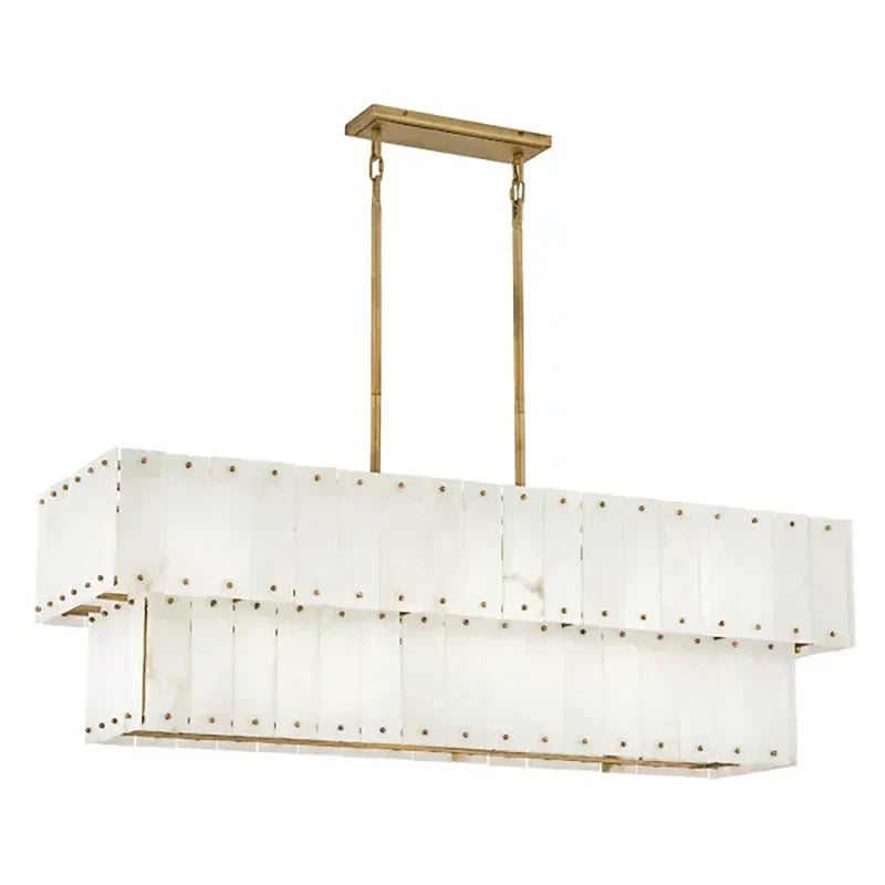 Simone Alabaster Linear 2-Tier Chandelier