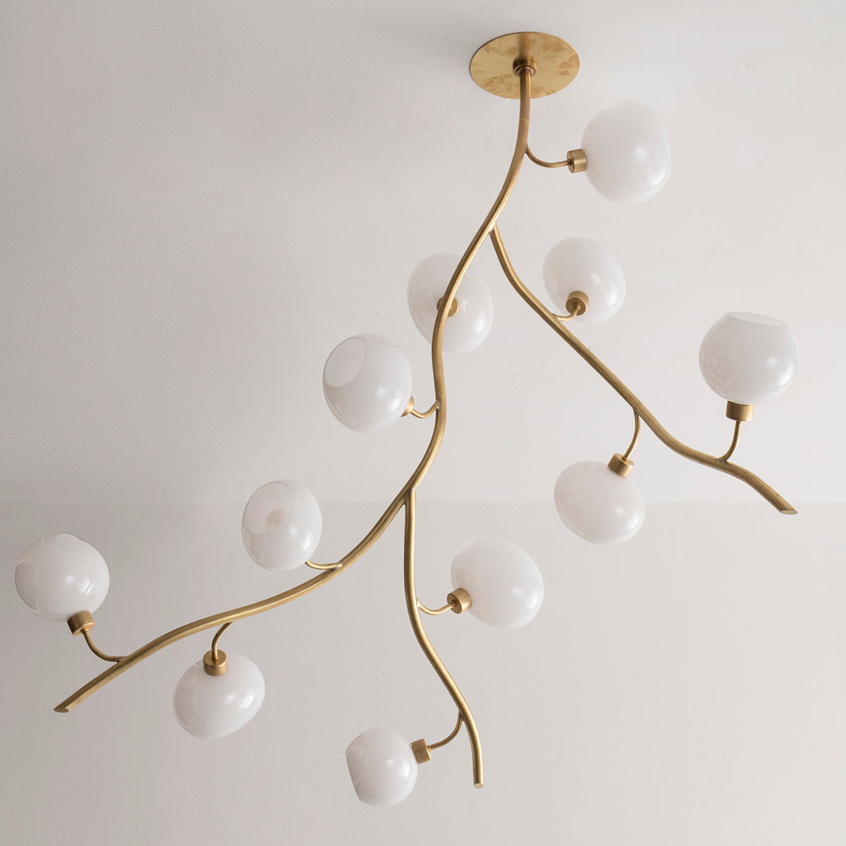 Modern Brass Branch Chandelier with Handcrafted Glass Globes Main image