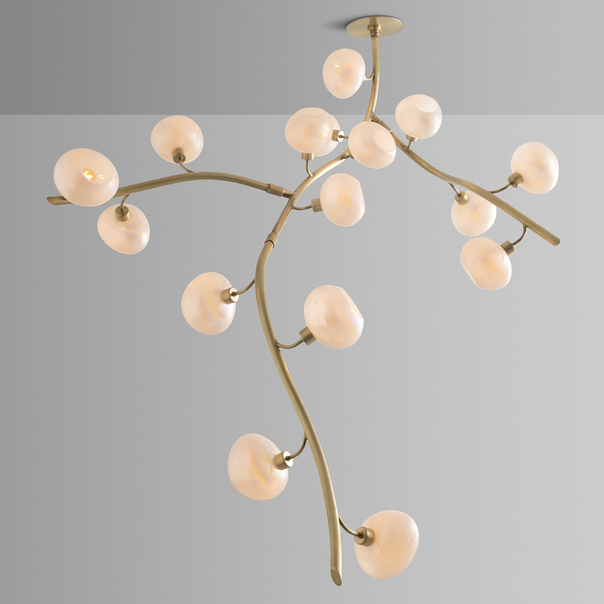 Modern Vertical Branches Glass Globe Chandelier