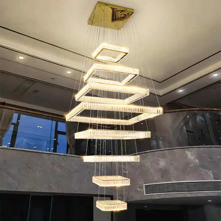 Pamela 8-Tier Square Crystal Chandelier
