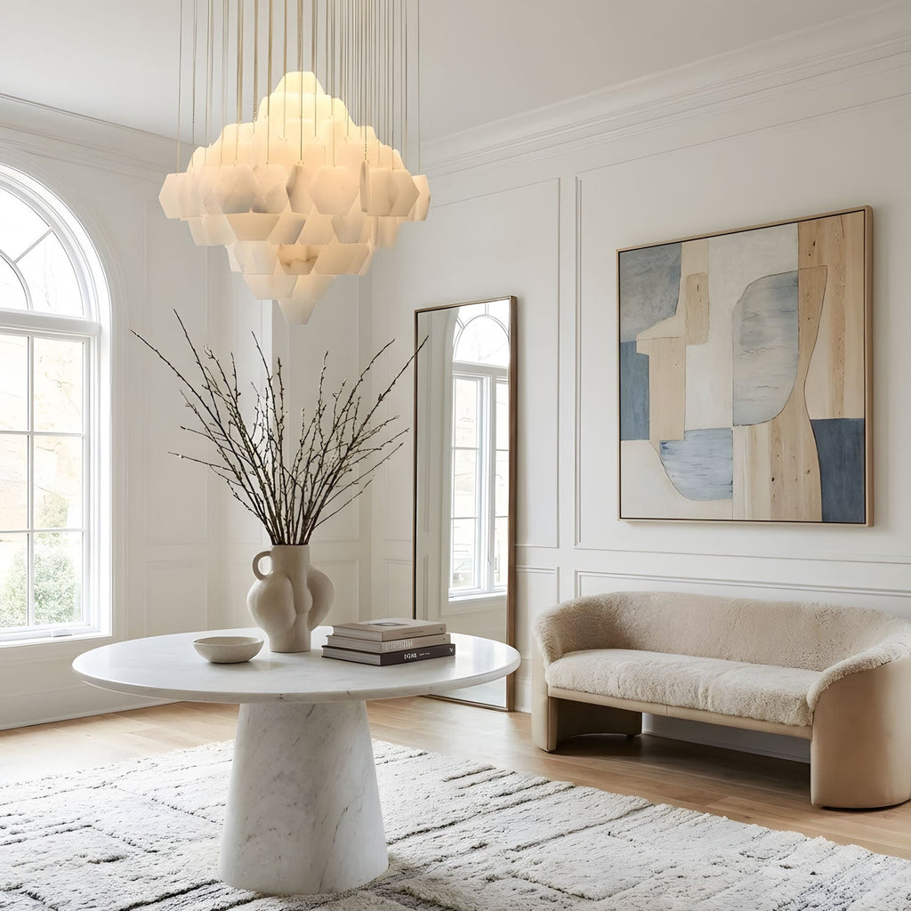 Elegant Hexa Alabaster Cascade Chandelier - CasaraHouse
